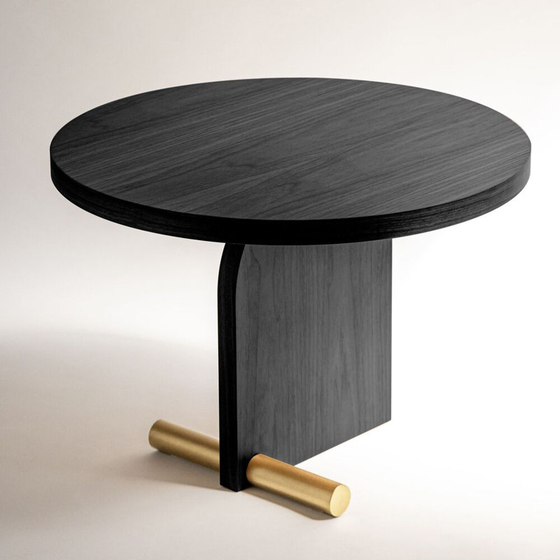 Table de bout Nova, Frêne teint noir / laiton, H 16,5 po x l 23,2 po x P 23,2 po