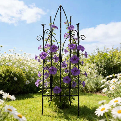 Clôture de jardin en fer avec motif gracieux, 19,69 po x 67,72 po, couleur rétro, fleurs et plantes, antirouille, paquet de 2 pièces, profondeur de 24,78 po, éloigne les animaux des légumes, treillis pour l'escalade, rouille