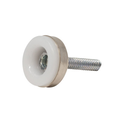 Ensemble de nivellement Outwater Titan | Niveleur de coquille plaqué nickel 1 / 4-20 X 1 po avec base en nylon blanc et écrou en T trempé en acier zingué (sac de 100 chacun)
