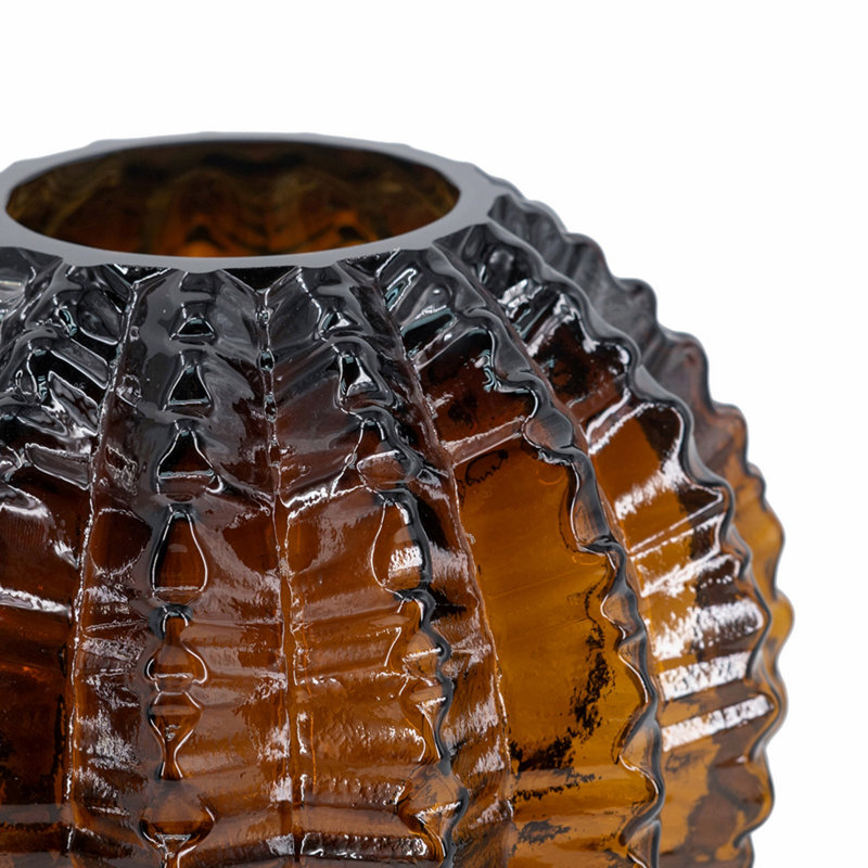 Vase en verre texturé - 6 po de diamètre 0,7 po x 6 po - Ambre