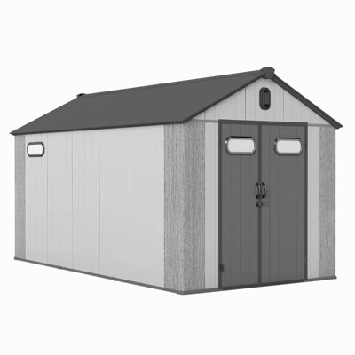 Resin Outdoor Storage Shed, Plastic Garden Shed With Carpet, Outside Weatherproof Storage Building For Tools, Bike, Lawn Mower, Patio