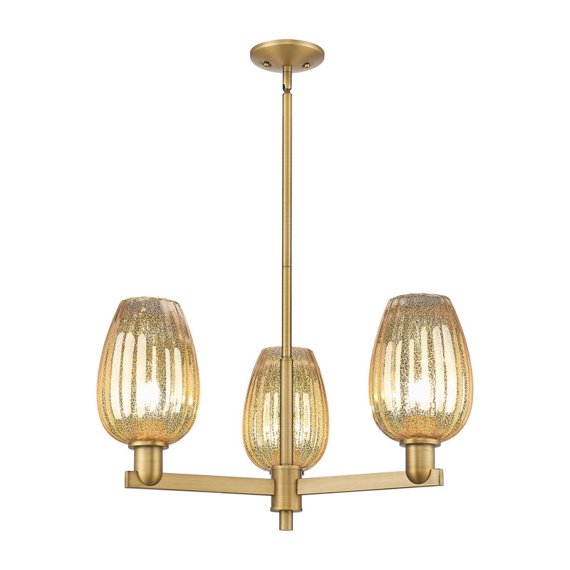 Hailsham - Lustre suspendu 3 lumières, Mercure, Brushed Brass, Trois lumières