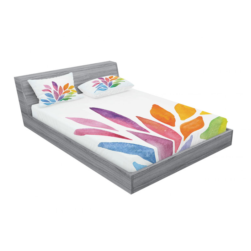 Microfiber Floral Sheet Set, Queen Sheet Set with Fitted Sheet