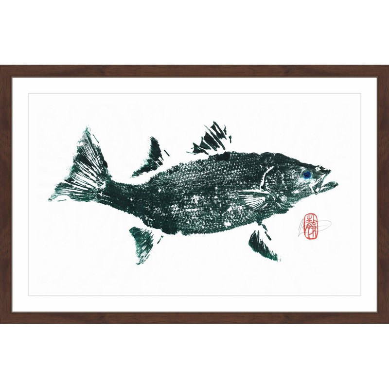 « stripeed bass green », reproduction d’art encadrée, H 20 po x l 30 po x P 1,5 po