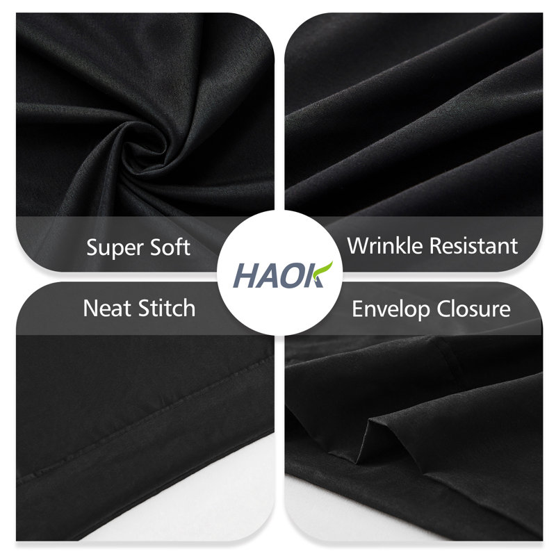Microfiber - Set of 2, Queen, Black