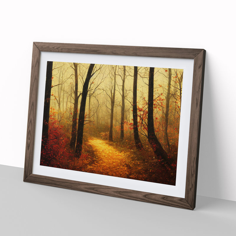 Magnificent Autumn Forest - Framed Print, 34cm H x 46cm W x 2cm D, Walnut