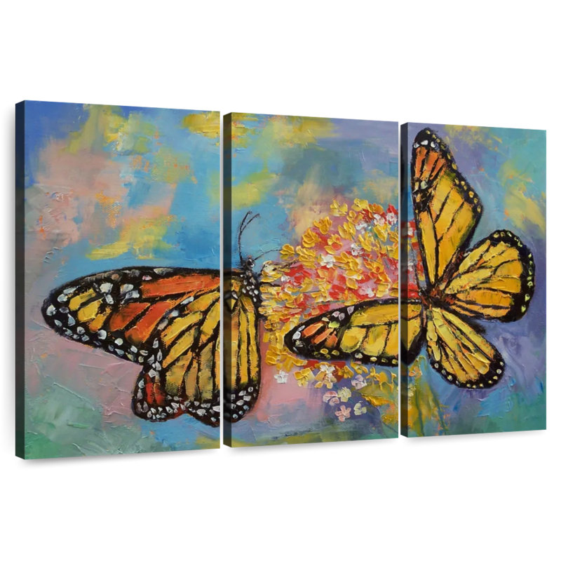 Couple de papillons monarques Brampt, H 28 po x l 45 po