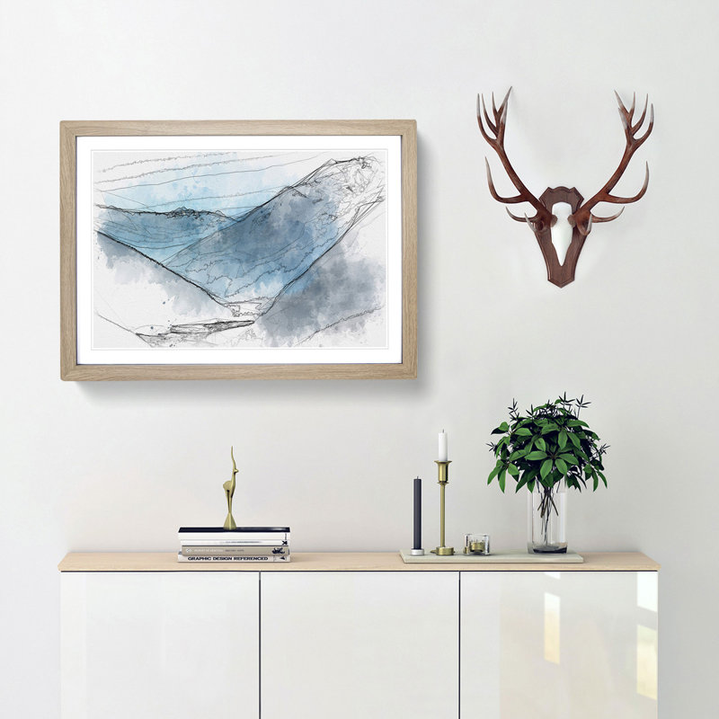 Blue Mountains in Sikkim India - Framed Print, 45cm H x 63cm W x 2cm D, Oak Framed