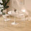 Table ronde blanche, table de salle à manger moderne, plateau en panneau de fibres à densité moyenne et table tulipe ronde en acier, table basse de style Mid-Century pour salon 24 pouces, table de salle à manger ovale-678985750-689675677