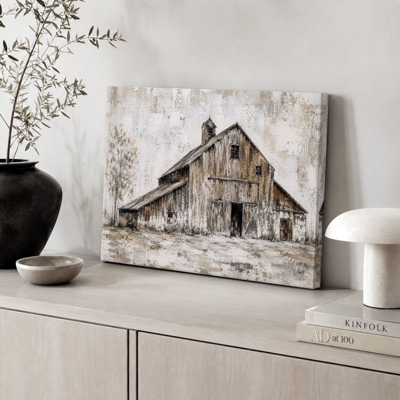 «Weathered Barn Farm Landscape», photos de bureau de ferme, impression sur toile encadrée, H 16 po x l 24 po x P 1,5 po