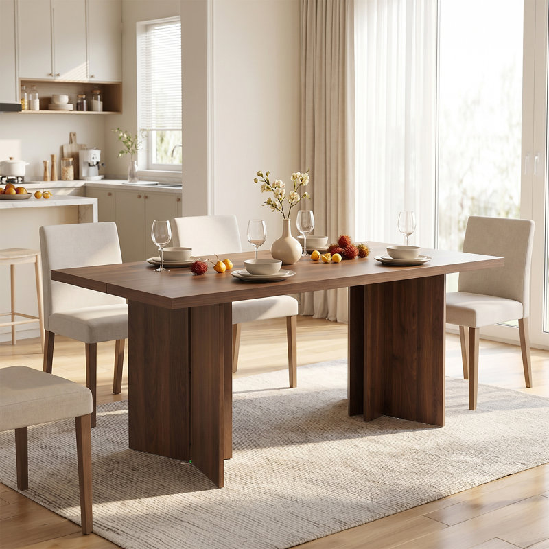 Table de salle à manger 70,87 po, H 29,5 po x l 70,87 po x P 31,5 po, Marron foncé
