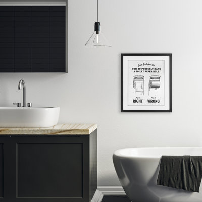 Right & Wrong Toilet Roll Framed Print Under Glass, design by Lettered and Lined