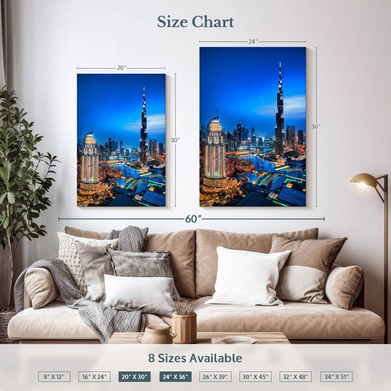 Aime Downtown Dubai Lights, 36" H x 24" W