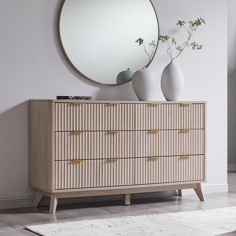 Commode 6 tiroirs Sladen, Aulne blanc