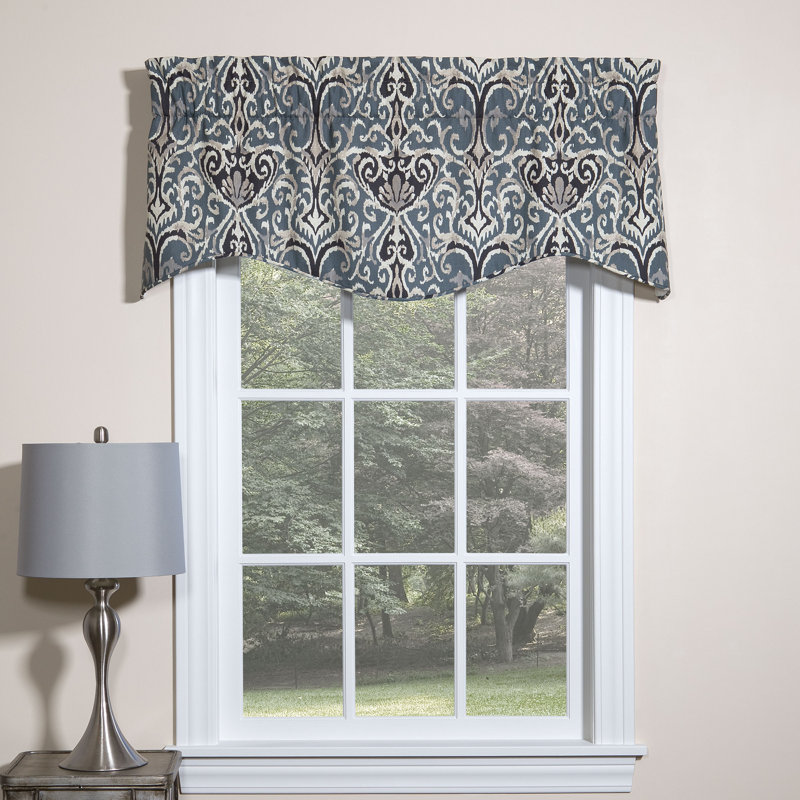 Midnight Ikat Scalloped Cotton Window Valance