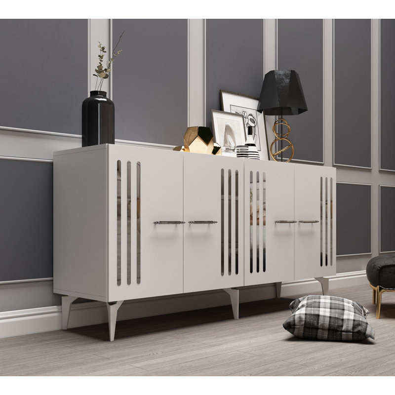 Olivia 150cm Console Table, White/Silver