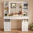 Vanity Set With Extra Large Lighted Mirror, Top Dressing Table With 9 Drawers, Makeup Vanity With Storage Bench, European Style Vanity, Adjustable Brightness Vanity For Bedroom(white-b)