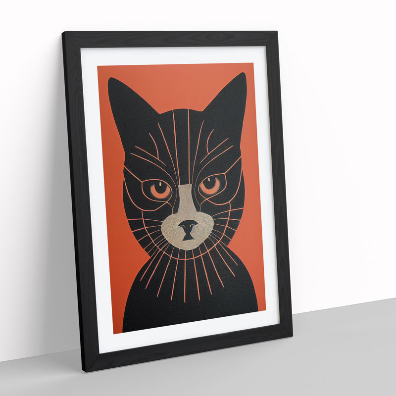 Mesmerising Cat Abstract - Framed Print, Black, 46cm H x 34cm W
