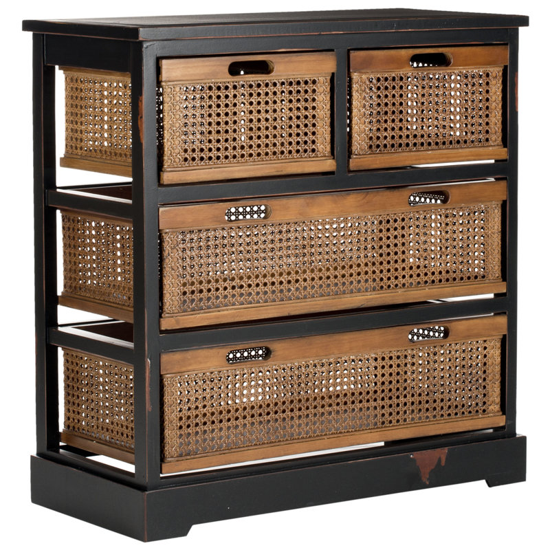 Mailiah Storage Drawer, Antique Black/Cane