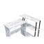 Bureau en L blanc antique et noir, rectangulaire avec étagère latérale multifonctionnelle pour espace de travail, bureau noir, polyvalent 3 pièces