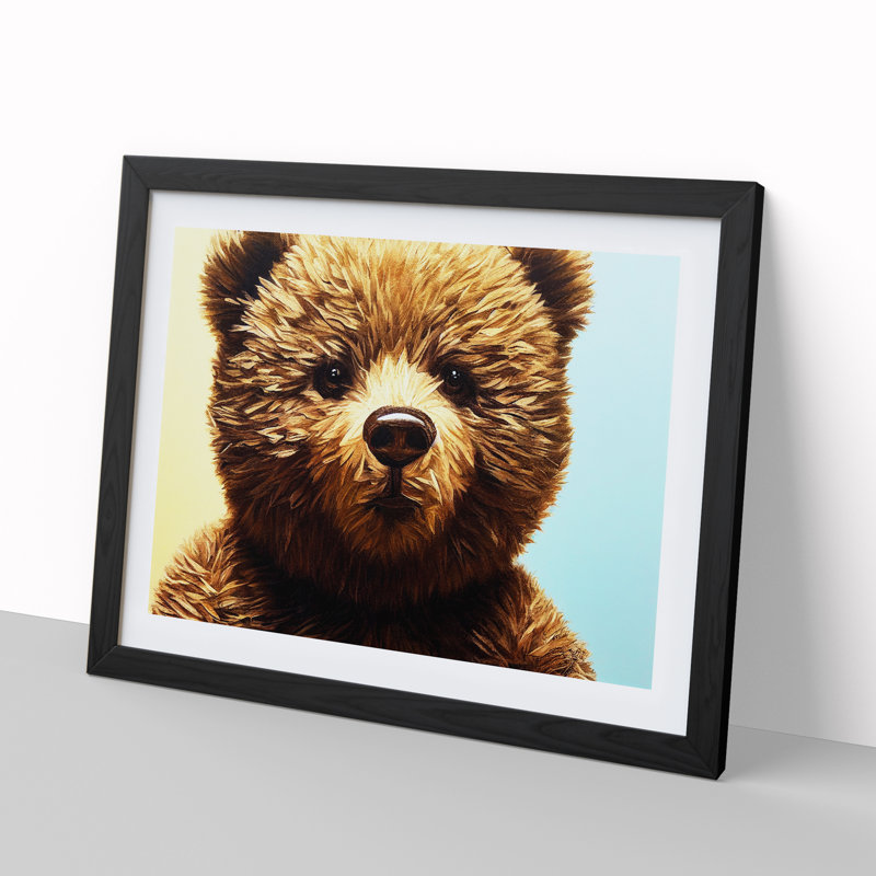 Wondrous Teddy Bear - Single Picture Frame Painting, Black, 25cm H x 34cm W x 2cm D