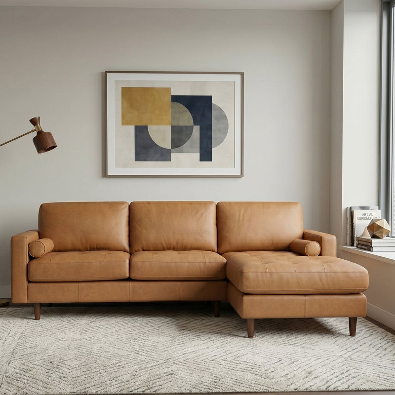 Fessler 2 - Piece Leather Sectional, Right Hand Facing
