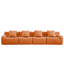 Tissu à 4 places en tissu orange avec accoudoirs incurvés et sans assemblage pour les salles d'étude à la maison