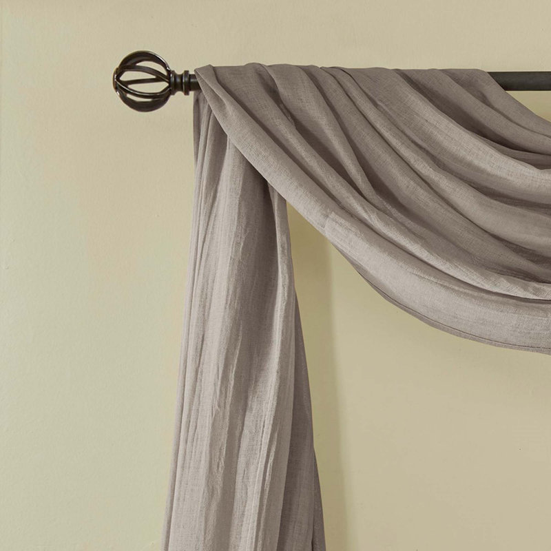 Audronius Solid Crushed Scarf Sheer, Gray, 42" W x 144" L