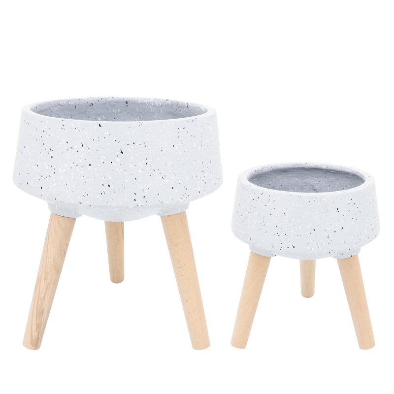 Jardinière grise avec support pour pieds, 8 po / 10 po de hauteur, pour porche avant et base de support pour plante de chambre à coucher, 11 x 11 x 8 po, 15 x 15 x 10 po, balcon