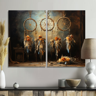 Attrape-rêves beige «Rustic Charm I», ensemble d'art mural beige