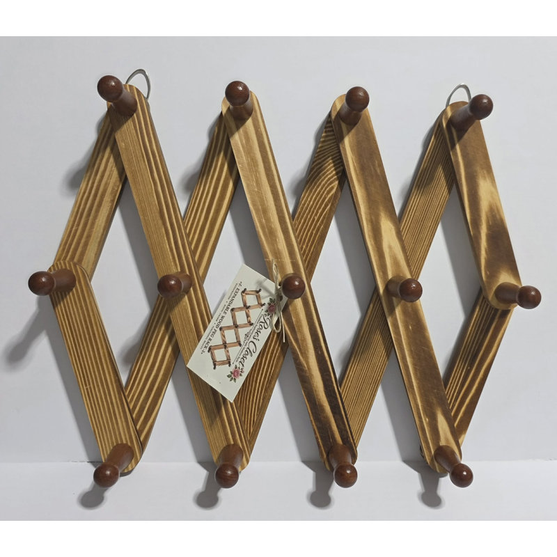 13 Peg Hand Crafted Expandable Wood Rack