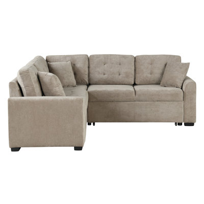 82.6" L-Shape Sofa Bed Pull-Out Sleeper Sofa With Wheels
