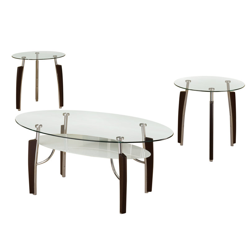 Aaliya 3 - Piece Glass Top Living Room Table Set