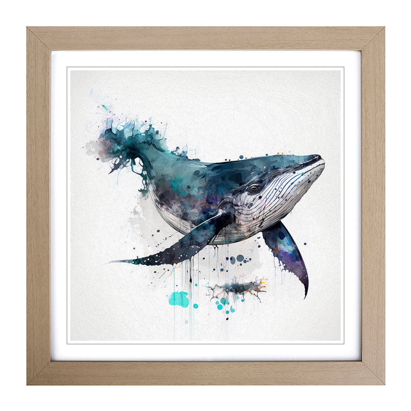 Whale - Framed Print, Oak
