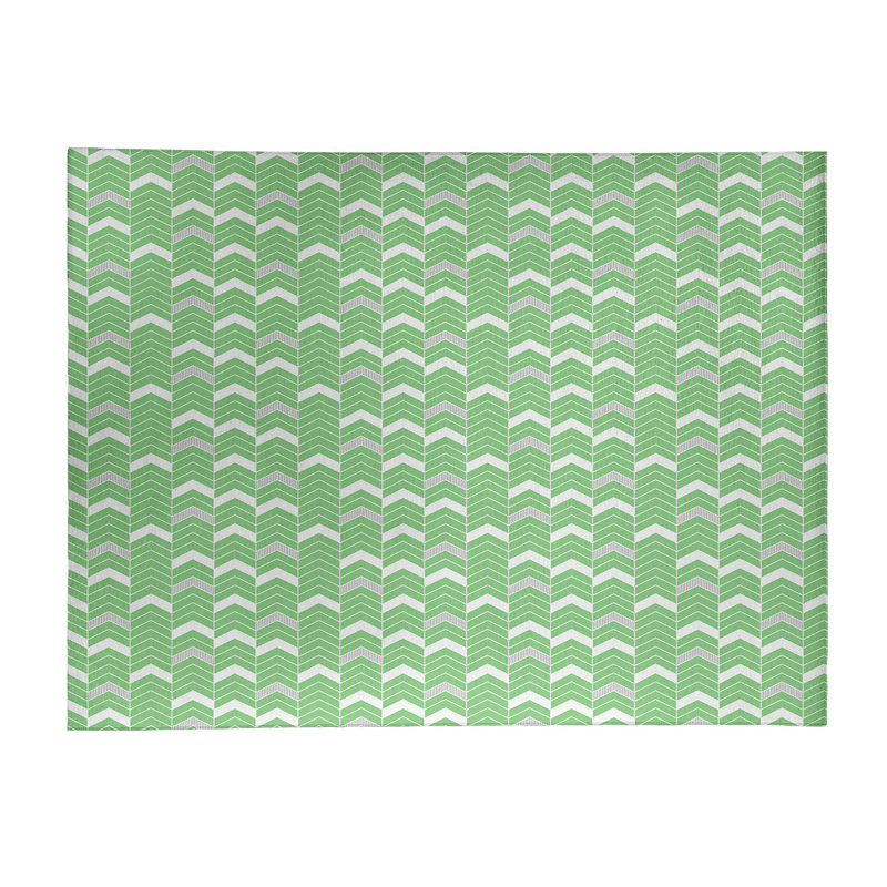 Tapis à chevrons de couleur verte/blanche, Rectangle 5 pi x 7 pi
