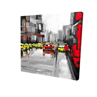 Industrial Gray Canvas - Abstract Traffic Rainy Day Decor