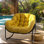 Chaise berçante Papasan, chaise berçante surdimensionnée pour l'intérieur et l'extérieur, chaise de patio en osier toutes saisons avec coussin et coussin, chaise berçante Papasan pour chambre à coucher, jardin