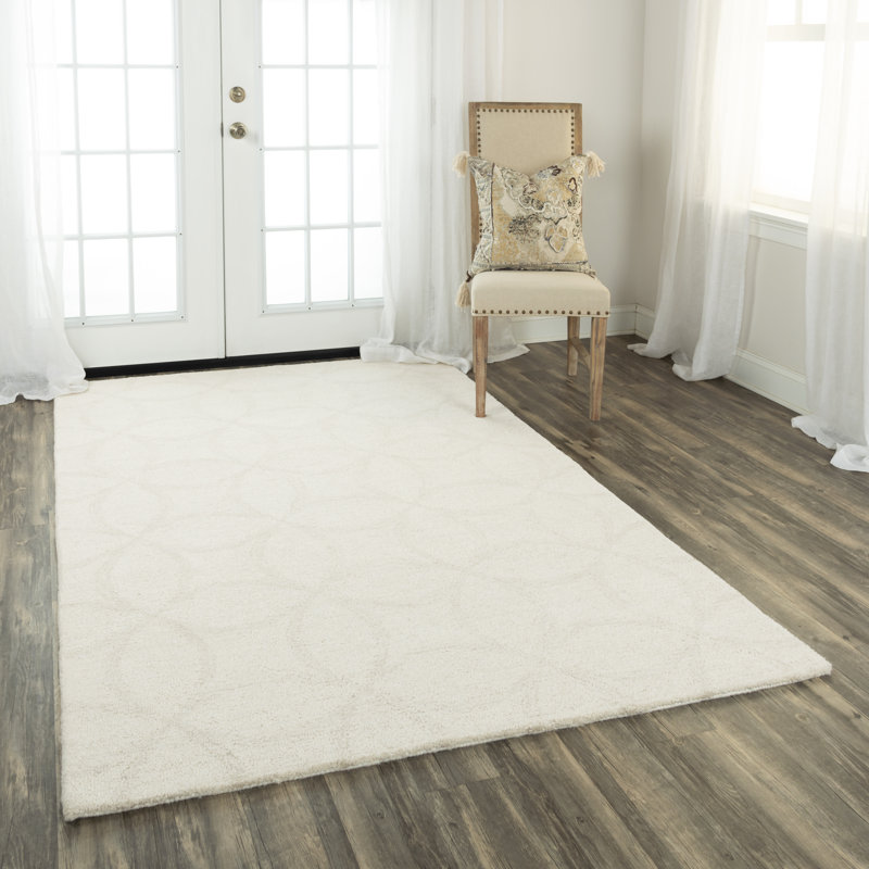 Tapis ivoire en laine Grida, Rectangle 5 pi x 7 pi 6 po