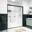 56 - Porte de douche coulissante double 60 po x 74 po avec quincaillerie noire, verre biseauté, poignée rouillée, installation réversible pour un coffre-fort de salle de bain