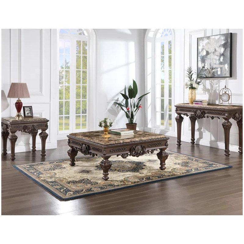 Console traditionnelle en bois massif avec plateau en marbre, table d'entrée de salon sculptée à la main, cerisier