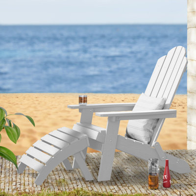 All Weather Plastic Adirondack Folding Outdoor Ottoman(Two Sets)