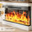 98" TV Stand with Electric Fireplace and Glass Cabinet, Adjustable Shelves & Cable Holes,  Farmhouse Wall Unit Entertainment Center With 3-Sided Electric Fireplace TV Stand For Tvs Up To 75", White-2049761467