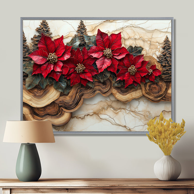 Giray - Floral Wall Art, 16" H x 32" W, Silver Floater Framed