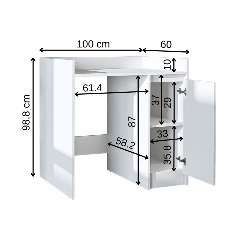 Derin Washing Machine Cabinet with Cupboard, 100 cm, White