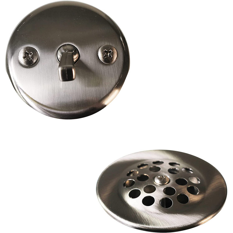 3-1/8" Trip Lever Bathtub and Shower Drain Kit with 2-Hole Overflow, Satin Nickel