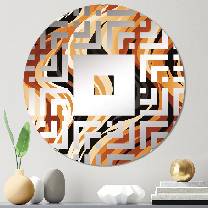 Miroir mural carré à rayures zébrées Mocha, 31,4 po x 31,4 po