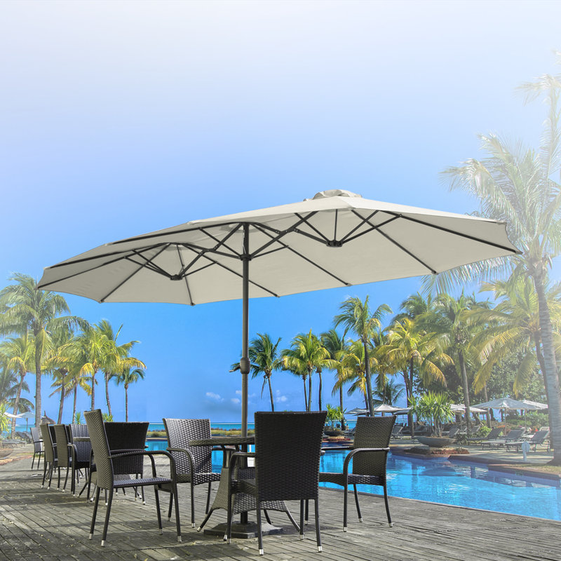 Parasol de marché rectangulaire Crosspointe 180', Crème