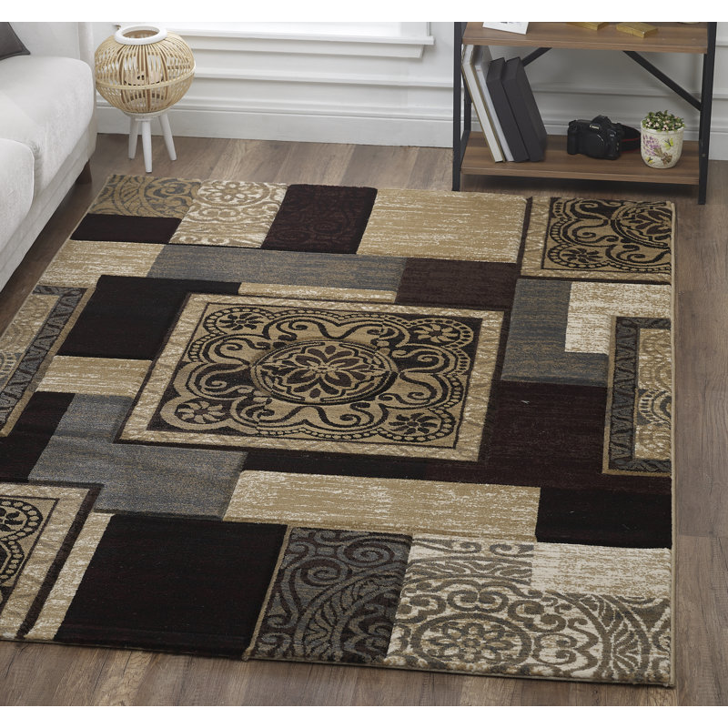 Tapis intérieur / extérieur brun Patchwork