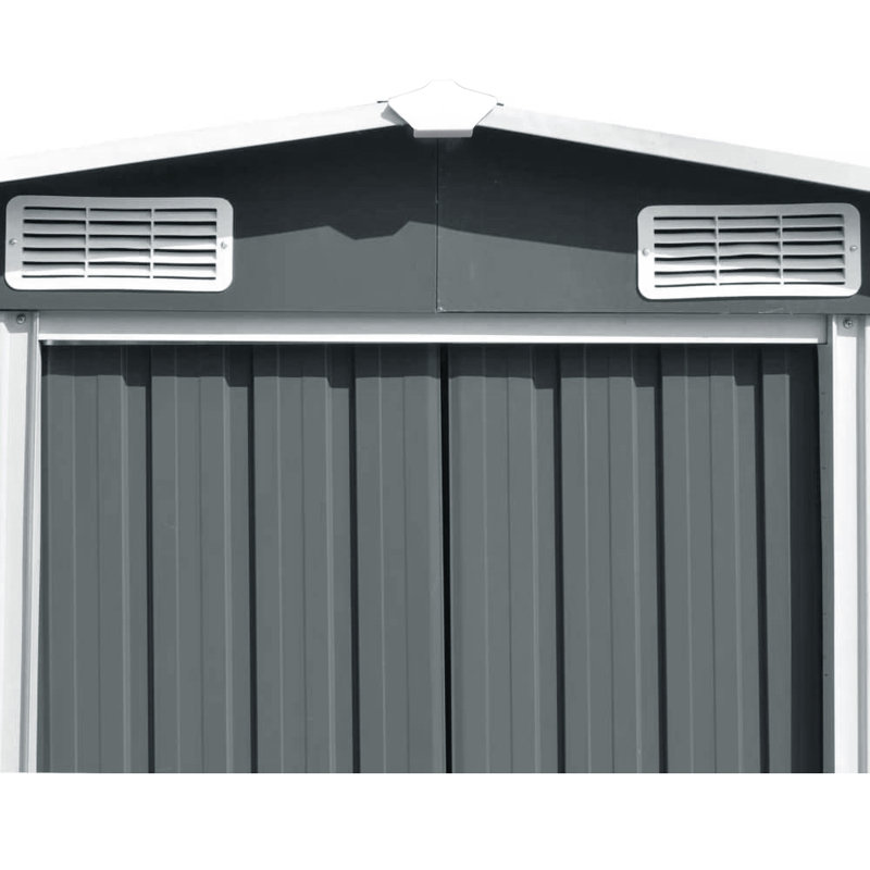 12x10FT Large Metal Garden Tool Storage Shed, Grey