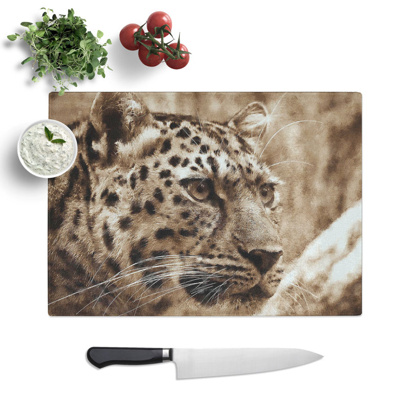 Leopard Vol.3 Painting Chopping Board, 0.4cm H x 20cm W x 28.5cm L